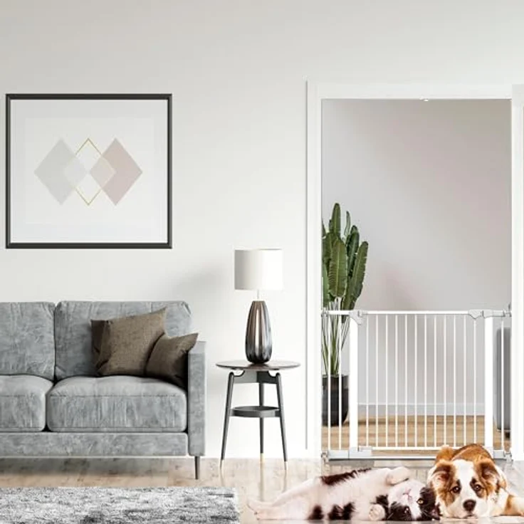 Bettacare Sicherheitsstuffen Haustiergitter, Weiß, 75cm - 82cm, Extra Niedrige Durchgangshöhe, Druckmontage Sicherheitsgitter, Haustiergitter für Treppen, Einfache Installation – Bild 7
