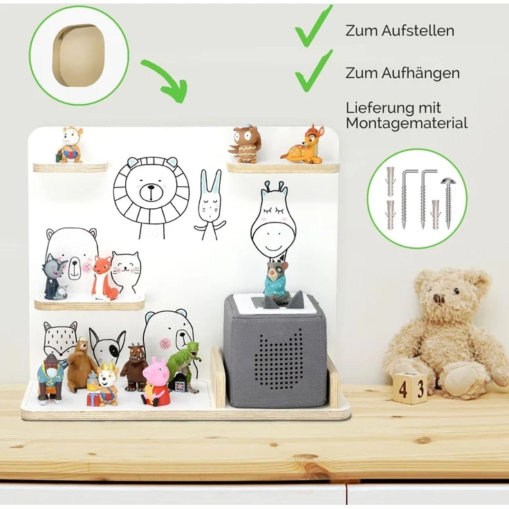 stadtecken Kinder Regal für Musikbox I Geeignet für die Toniebox und ca. 50 Tonies I Perfekte Aufbewahrung für Kinderzimmer I zum Aufstellen oder Aufhängen (Freunde, Mittel) – Bild 9