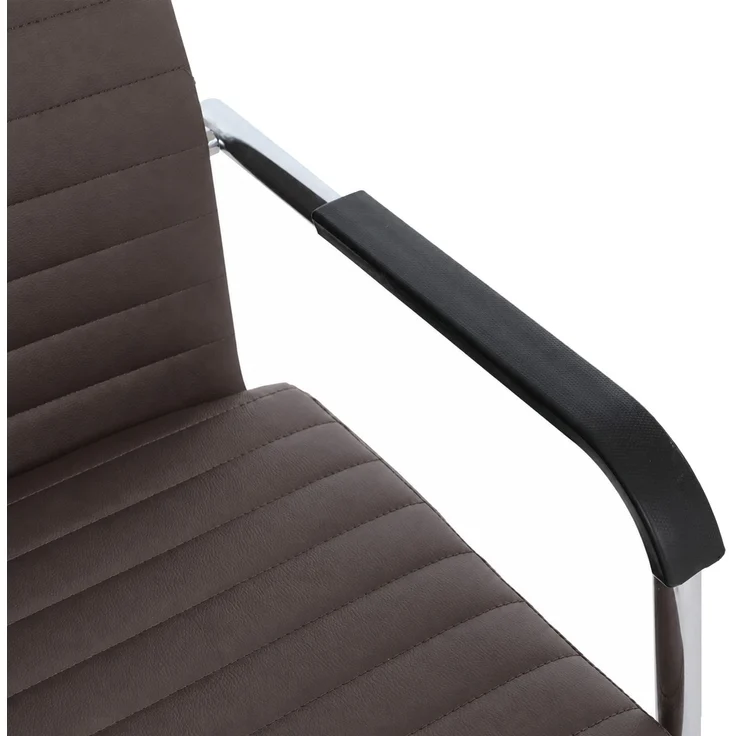 2er-Set Besucherstuhl HWC-Q85, Konferenzstuhl Freischwinger, Metall Kunstleder 280 g/m² ~ dunkelbraun – Bild 5
