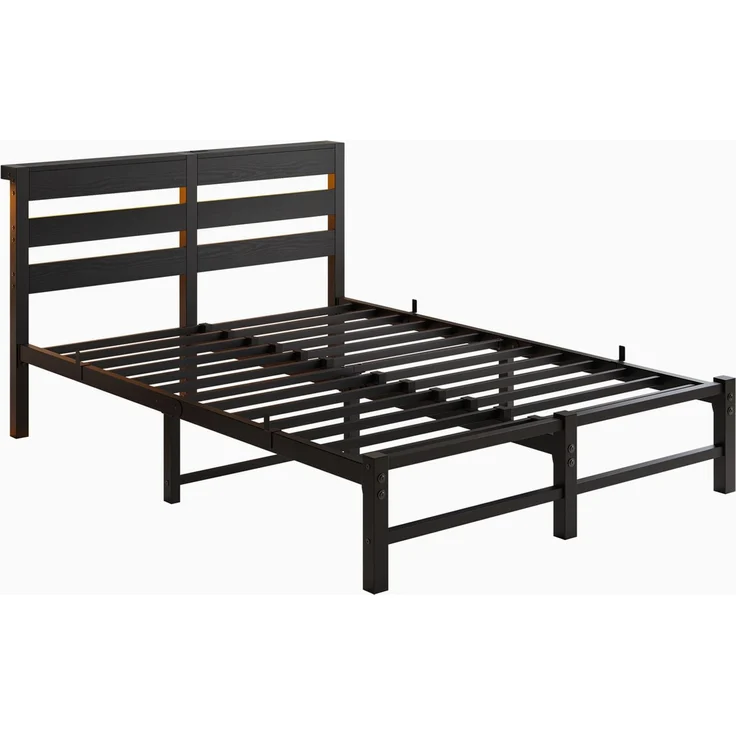 Homerecommend Schwebebettrahmen Metallbett 140x190 cm, ohne Kopfteil, für Schlafzimmer & Jugendzimmer, mit RGB LED-Beleuchtung & USB-Ladestation, versteckte Stützfüße für visuellen Schwebe-Effekt, Vintage Schwarz – Bild 9