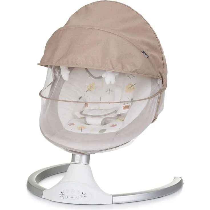 Chipolino Babywippe Brida, Fernbedienung Moskitonetz, Kissen, Plüschtiere, Timer beige – Bild 2