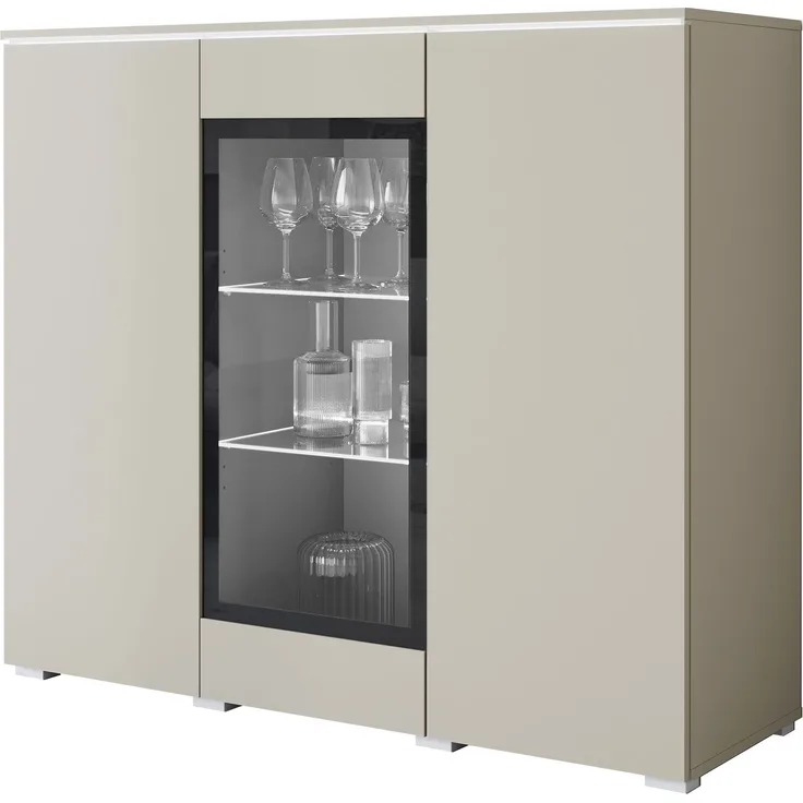 Kommode Doppo 120 (Farbe: Cashmerebeige, mit weißer LED Beleuchtung)