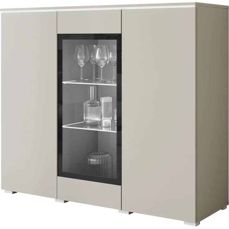 Kommode Doppo 120 (Farbe: Cashmerebeige, mit weißer LED Beleuchtung) – Bild 1