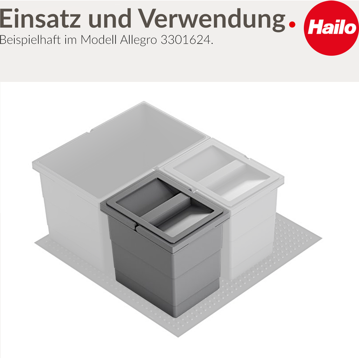 Hailo Inneneimer 1138979 mit Deckel dunkelgrau 6,5 Liter 226 x 174 x 220 mm 2 Henkel – Bild 4
