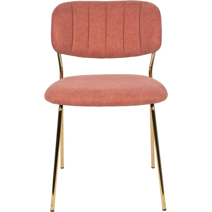Esszimmerstuhl Jolien im 2er-Set, Rosa mit goldenem Metallgestell und Stoffbezug, Sitzhöhe 48 cm, belastbar bis 150 kg – Bild 2