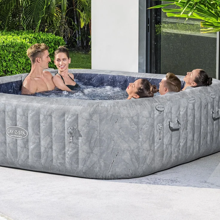 LAY-Z-SPA® Energiespar-Whirlpool San Francisco HydroJet Pro™ mit App-Steuerung, für 7 Personen 230 x 230 x 71 cm, Marmor-Optik (Samtgrau) – Bild 7