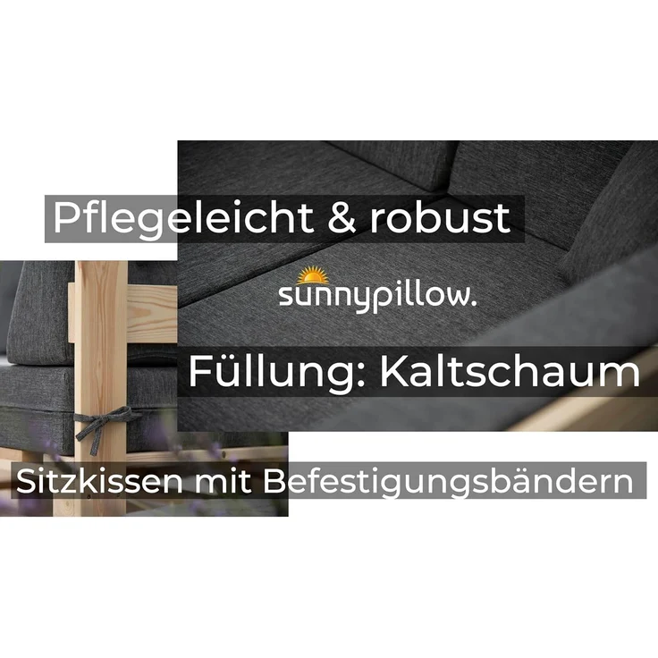 sunnypillow Palettenkissen mit abnehmbarem Bezug UV - beständig Outdoor wasserdicht Kaltschaum Palettenauflage Palettenpolster Palettensofa Rückenkissen 120 x 40 x 20/10cm Braun – Bild 5