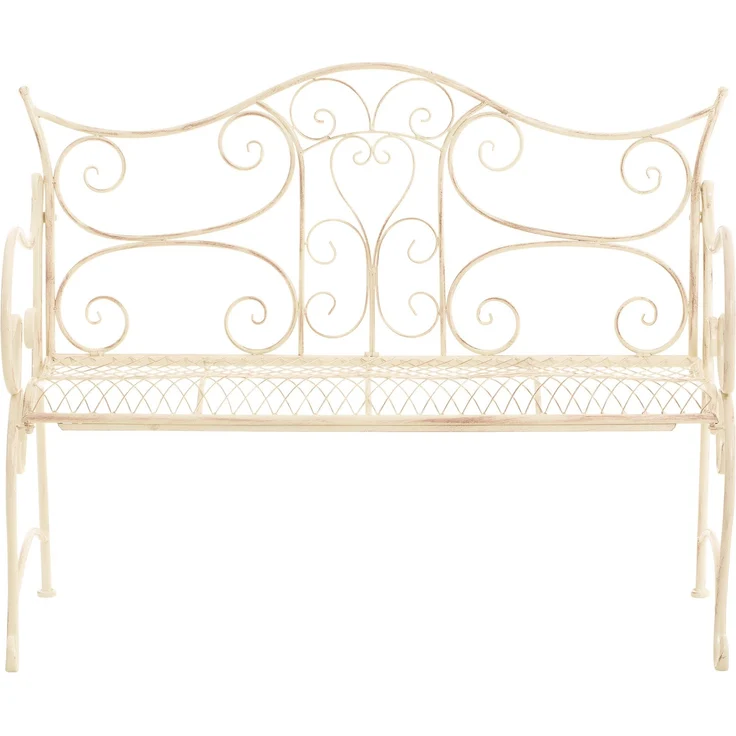 Gartenbank TODOR - Metall Beige 113x47x89 cm | Metallbank Garten 2 Seitzer Bank Terrasse Vintage Antik Gartenbank – Bild 8