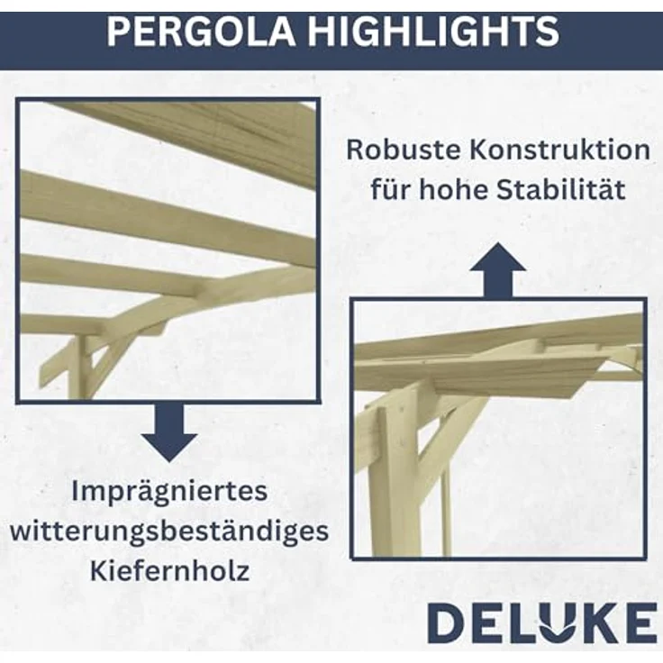 DELUKE® Pergola aus Holz FEOL 1,8x1,97x2,1m Kiefernholz Gartenbogen Rankhilfe Pergola Holz Bausatz freistehend Gartendeko Gartenpergola Rosenbogen – Bild 5