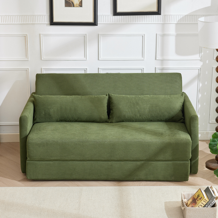 ZUBALIYA Schlafsofa 92x82 cm, mit Stauraum, mit Samtbezug, mit Cordbezug, mit breiten Armlehnen, mit Schaumstoffpolsterung, Grün – Bild 10