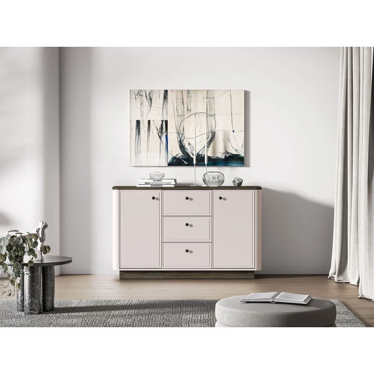 Selsey 'Vilavio' Sideboard 2-türig, 3 Schubladen, Kaschmir/Eicheoptik Dunkel, 138 cm – Bild 2
