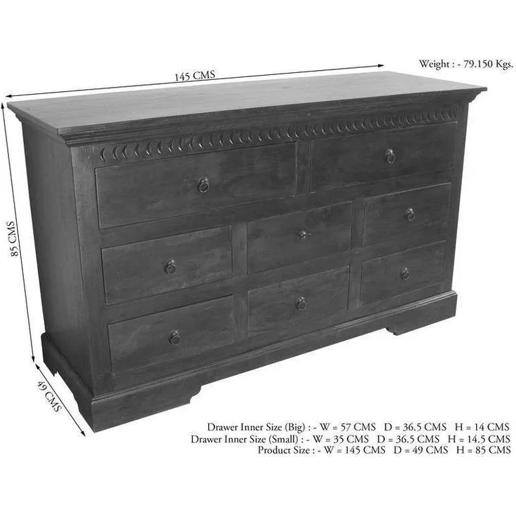 Kommode Akazie 145x49x85 nougat lackiert OXFORD #524 – Bild 5