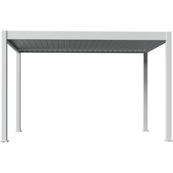 Weide E-Deluxe Plus elektrische Pergola Voll-Aluminium 3x4m mit Lamellendach weiß – Bild 1