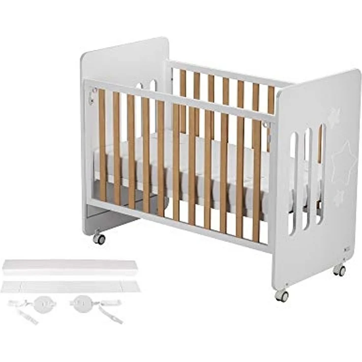 Interbaby CUNA15CK Star Nature - Babybett Co-Schlafbett mit Matratze, weiß, 20.3 kg – Bild 5