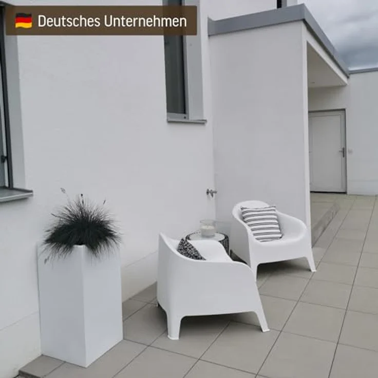 VIVANNO Pflanzkübel Fiberglas BLOCK Säule, Weiß Matt 40x40x80 cm – Bild 6