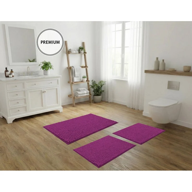 OTTO home Badematte Vanessa Chenille, Standard & Premium, 15mm oder 20mm, auch als 2er Set, rutschhemmend beschichtet, schnell trocknend, strapazierfähig, fußbodenheizungsgeeignet, Polyester, rechteckig, 2-tlg. 45 cm x 50 cm, Uni Farben, besonders weic... – Bild 3