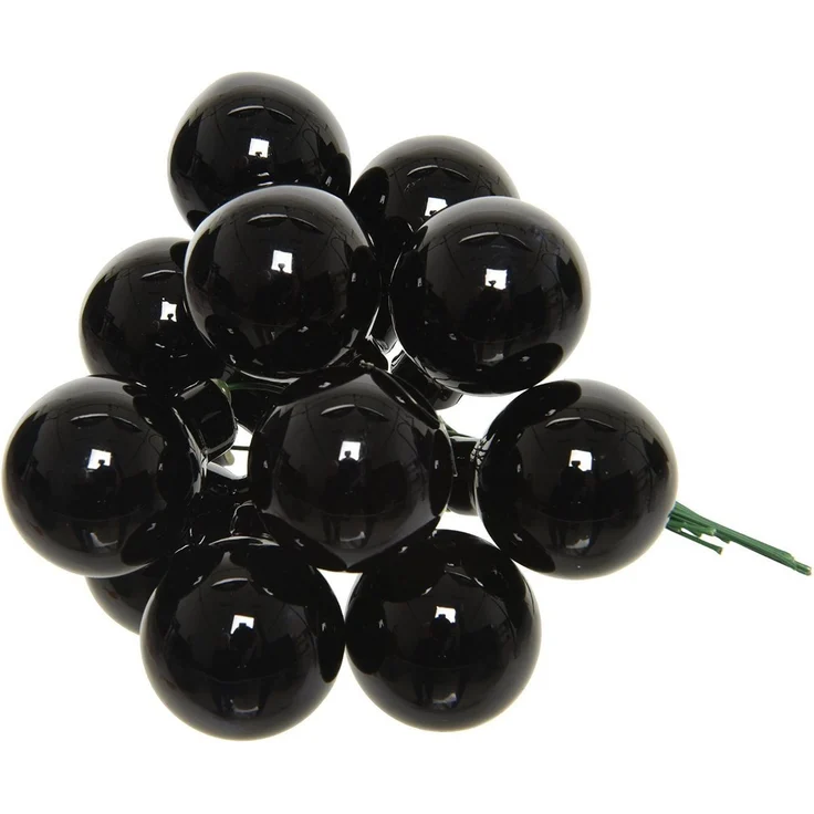 Kaemingk Weihnachtsbaumkugel, Weihnachtskugeln am Draht 2,5cm Glas 12 Stück - Schwarz glänzend – Bild 2