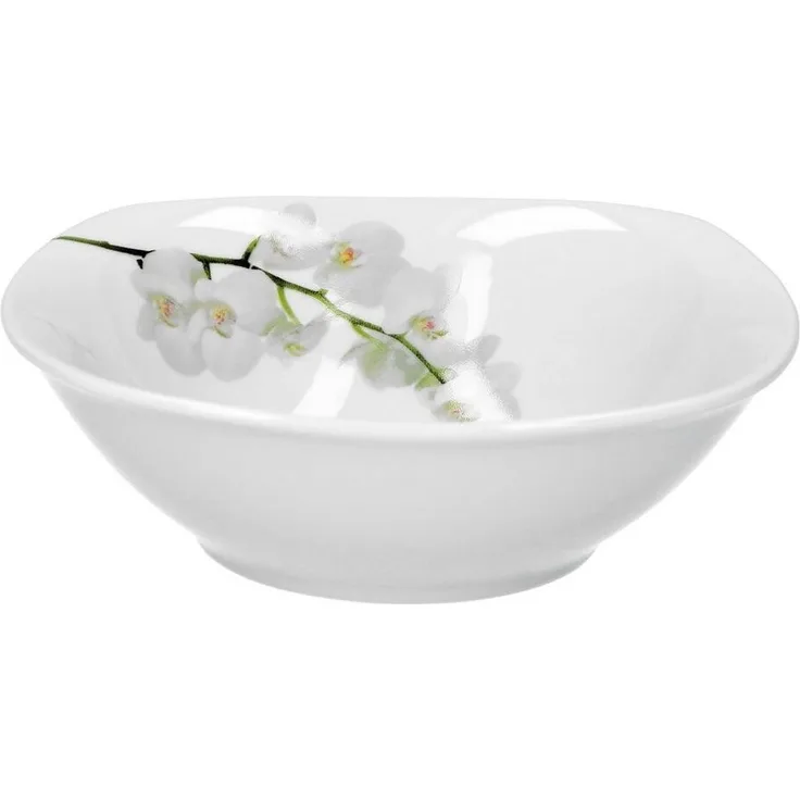 Van Well Vanda weiße Orchidee 6er Set Müslischale, Suppenschale, kleine Schale, Ø 14,3 cm, 300 ml, Blumendekor, edles Marken-Porzellan