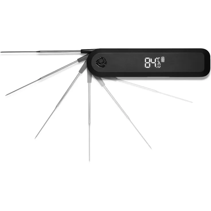 BURNHARD Steakmesser-Set 4-tlg mit Einstich-Thermometer, klappbar, Schwarz, Braun – Bild 2