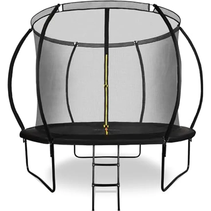 HyperMotion TRAMPOLINE 10FT, Kindertrampolin 305 cm mit Netz und Leiter, schwarz, wetterfest und schnelltrocknend, für Garten und Haus – Bild 1