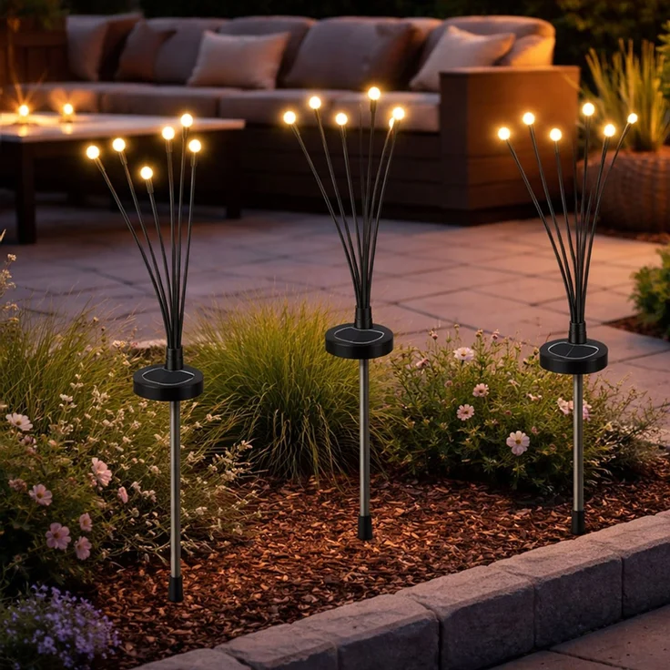 3x LED Solarleuchte, Metall schwarz, H 70 cm – Bild 2