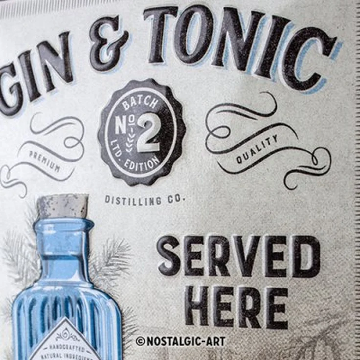 Nostalgic Art Blechschild Gin & Tonic Served Here - 15x20cm – Metall – Mehrfarbig – 26266 – Bild 2