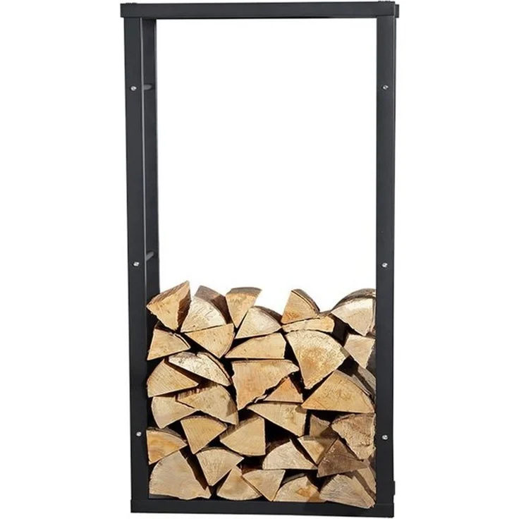 Feel2Home Kaminholzregal Brennholzständer Eisen pulverbeschichtet, Füße verstellbar, Schwarz, BxTxH:40x25x150 cm, (Holzregal), Pulverbeschichtet – Bild 2