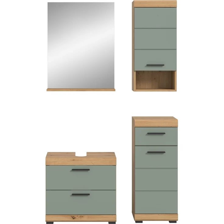 Xonox Scout Badkombination (B/H/T: 112x191x34 cm) in Salbei und Artisan Eiche Nachbildung – Bild 2