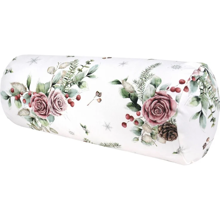 beties Nackenrollenbezug Magie des Winters Frost-Rose, (1 Stück), mit Rosen, Kiefernzapfen und Zweigen – Bild 2