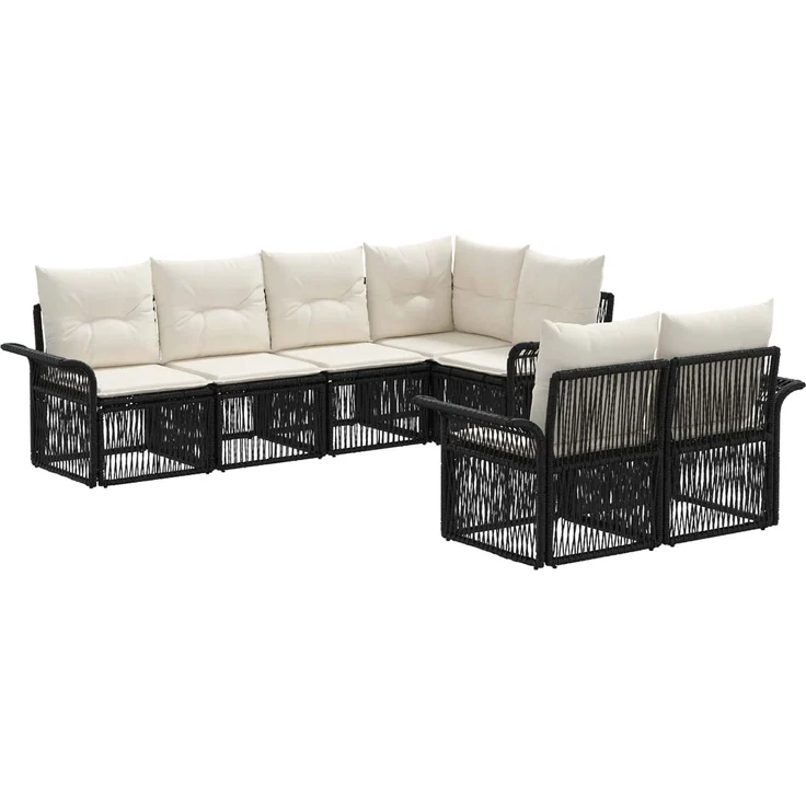 vidaXL Gartensofa-set 7 stk. 7-Sitzer Schwarz Poly-Rattan 3434887 – Bild 2