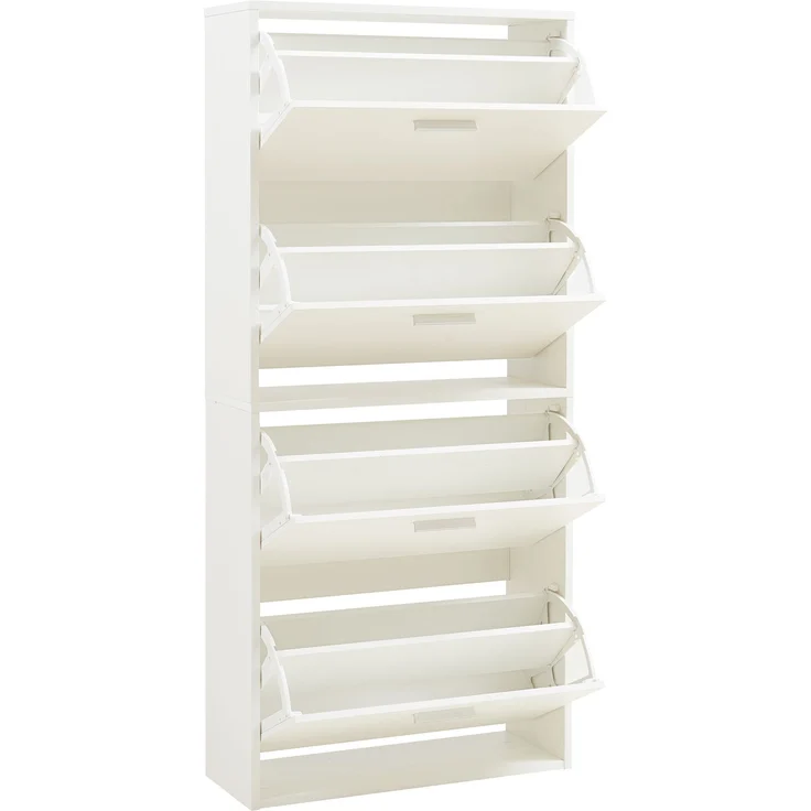 Schuhschrank Sykkylven 134x60x24 cm mit 4 Klappen Weiß [en. casa] – Bild 5