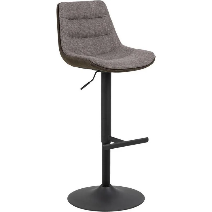 MID.YOU Barhocker, Hellgrau & Graubraun, 360° drehbar, höhenverstellbar, runde Säule, Metall/Textil, 47x95x52.5 cm, FSC-zertifiziert