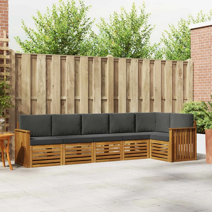 vidaXL Outdoor-Sofagarnitur 6 stk. 6-Sitzer Natur und Anthrazit 3374887 – Bild 1