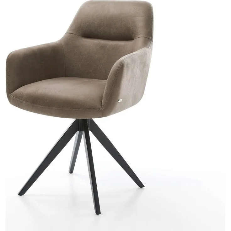 Drehstuhl Pejo-Flex Kreuzgestell kantig Schwarz Vintage Taupe
