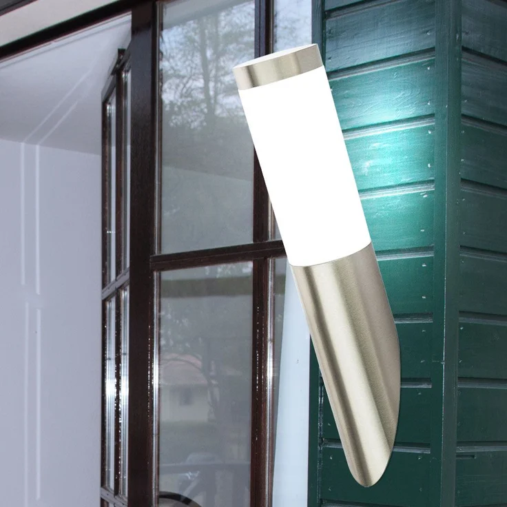 Wandleuchte, Fackel, Edelstahl, opal, H 36,5 cm – Bild 6