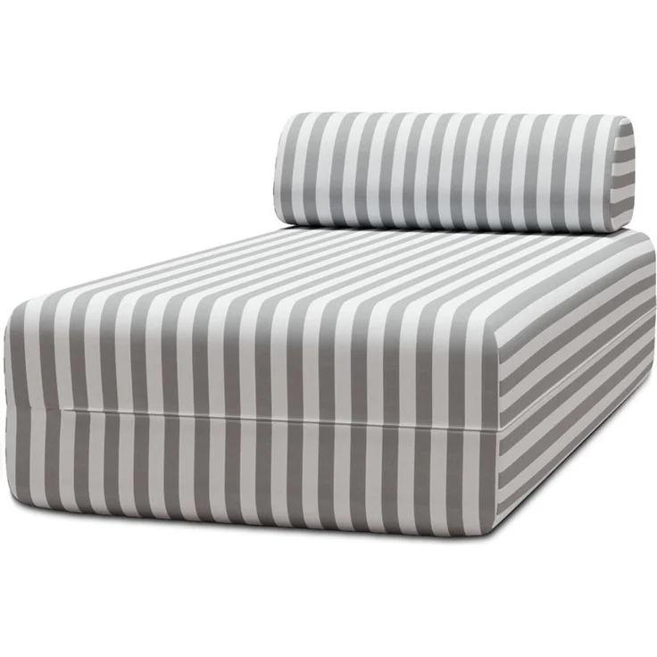 Gestreifte Outdoor-Chaiselongue, weiß und grau – Bild 1