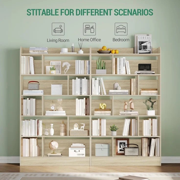 Bücherregal, Bücherschrank, mit 6 Fächern, Aufbewahrungsregal, Standregal, für Wohnzimmer, Büro, Schlafzimmer, 24 x 100 x 170 cm, Eichenbeige – Bild 5
