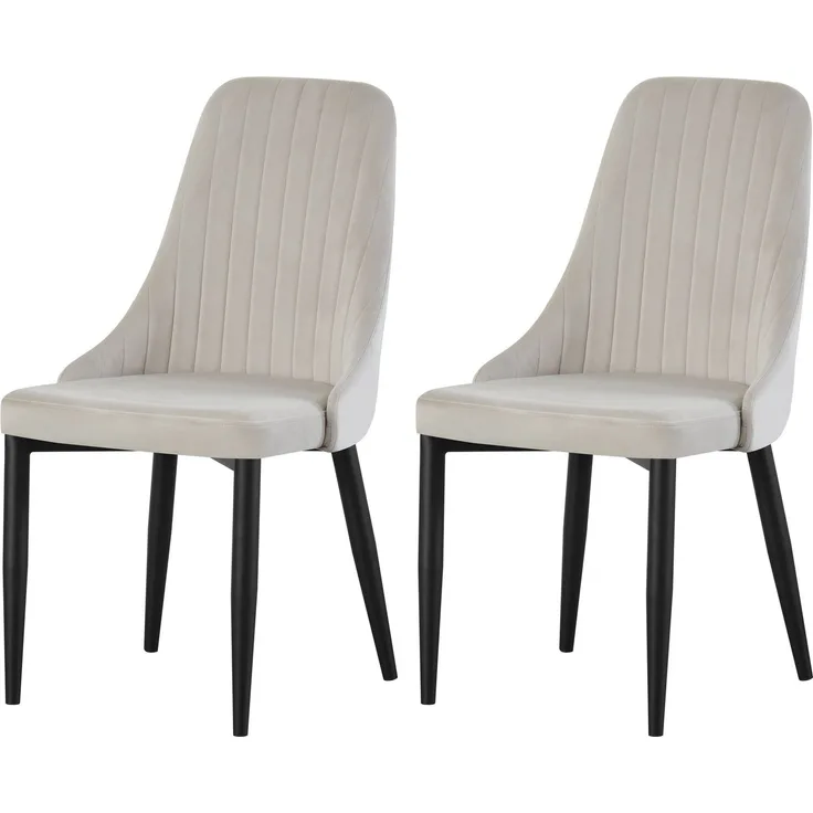 Stuhl 2er Set Monaco Stühle in Creme - gemütliches Design - Top Qualität B/H/T: 44x88x58 cm