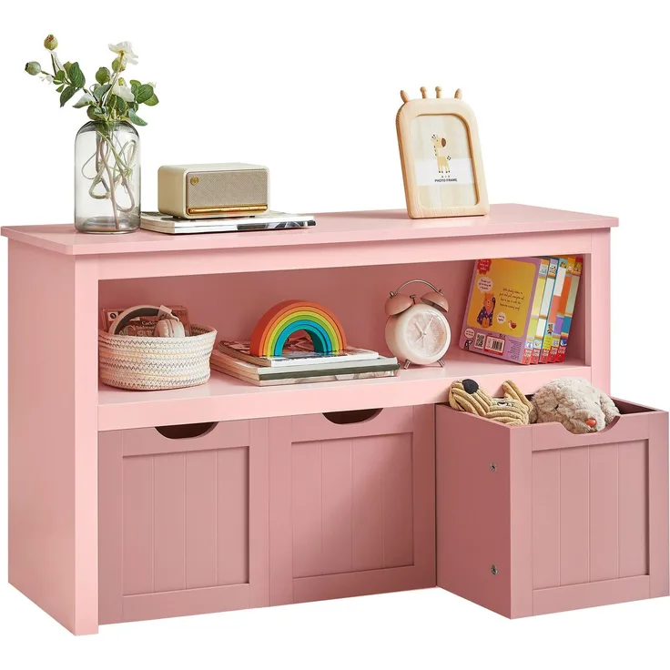 Songmics 'Vasagle' Kinderregal mit Rollen, Holzwerkstoff pastellrosa, 30 x 102 x 60 cm