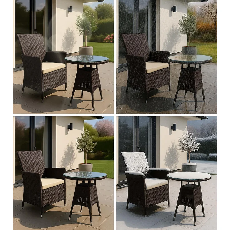 Outdoor Sitzgruppe RIRAM - Kunststoff Dunkelbraun 110x110x84 cm | Gartenmöbelset 2 Personen Poly Rattan Balkonmöbel Set Bistrotisch Terrassenmöbelset – Bild 5