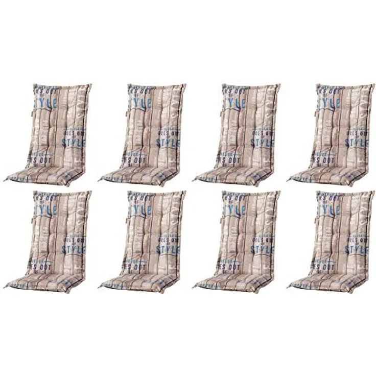 Madison 8x C306 Hochlehner Gartenstuhl Auflagen 8cm taupe gestreift