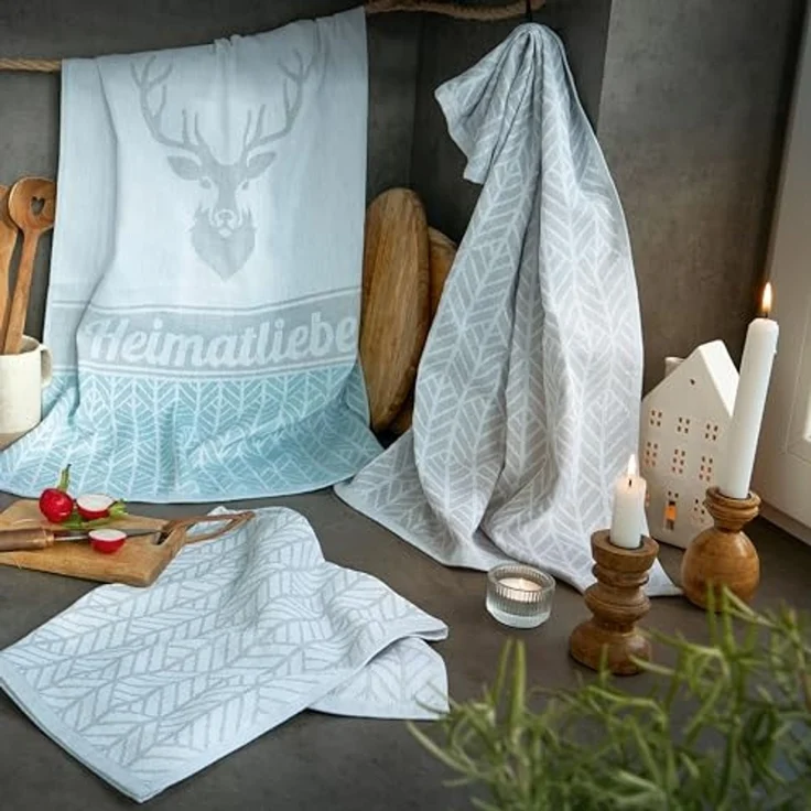 Dyckhoff Geschirrtuch Heimat, mit 3 verschiedenen Motiven, Heimatliebe, (Set, 3-tlg), aus 100% Baumwolle, Maße je Tuch ca. 50x70 cm, mit Hirschmotiv – Bild 4