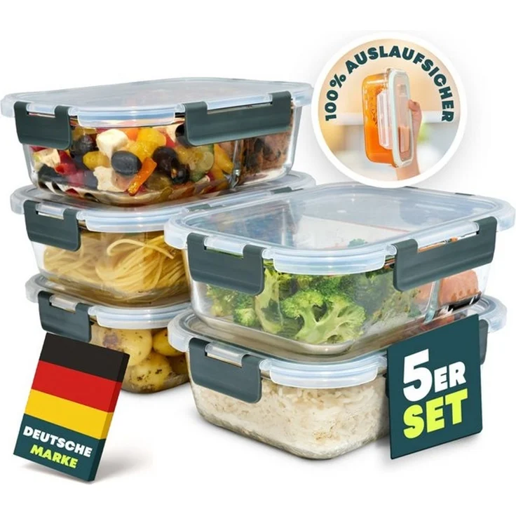 uandu home Frischhaltedose Glasbehälter mit Deckel, Frischhaltedosen Glas mit Deckel, (glasdosen mit deckel set, glas tupper mit deckel, glass food container, frischhaltedosen mit deckel glas, glasdose mit deckel, Borosilikatglas mit Deckel, Meal prep ... – Bild 4