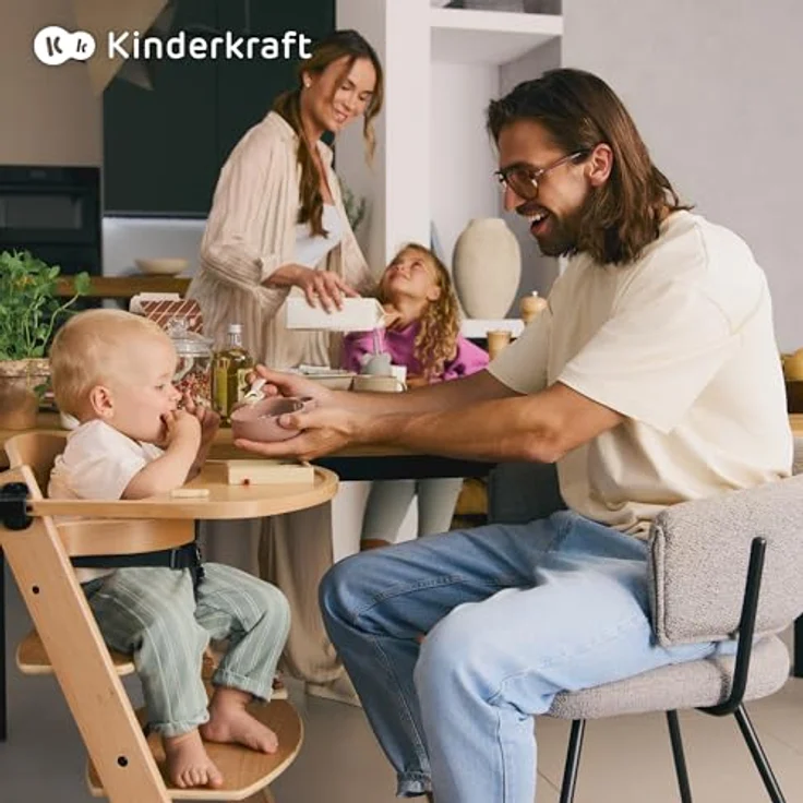 Kinderkraft Kombihochstuhl Set: Kinderstuhl ENOCK + Babywippe CALMEE GREY (Set, 2 St), mitwachsend – Bild 14