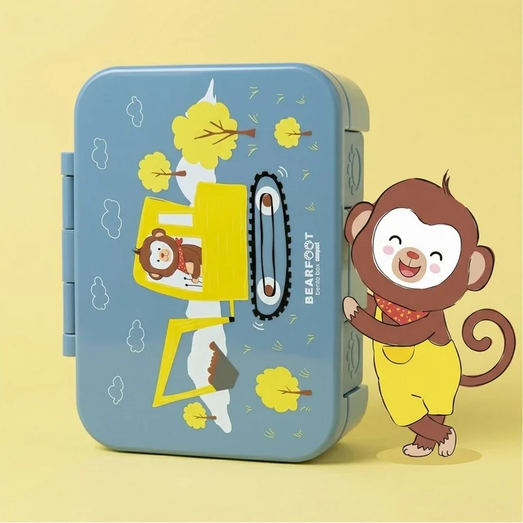 BEARFOOT Lunchbox Brotdose mit Fächern, leicht & auslaufsicher - Bagger blau, PP, ABS, Silikon, Kindergarten und Schule - Mädchen und Jungen, Vesperbox, Snackbox – Bild 2