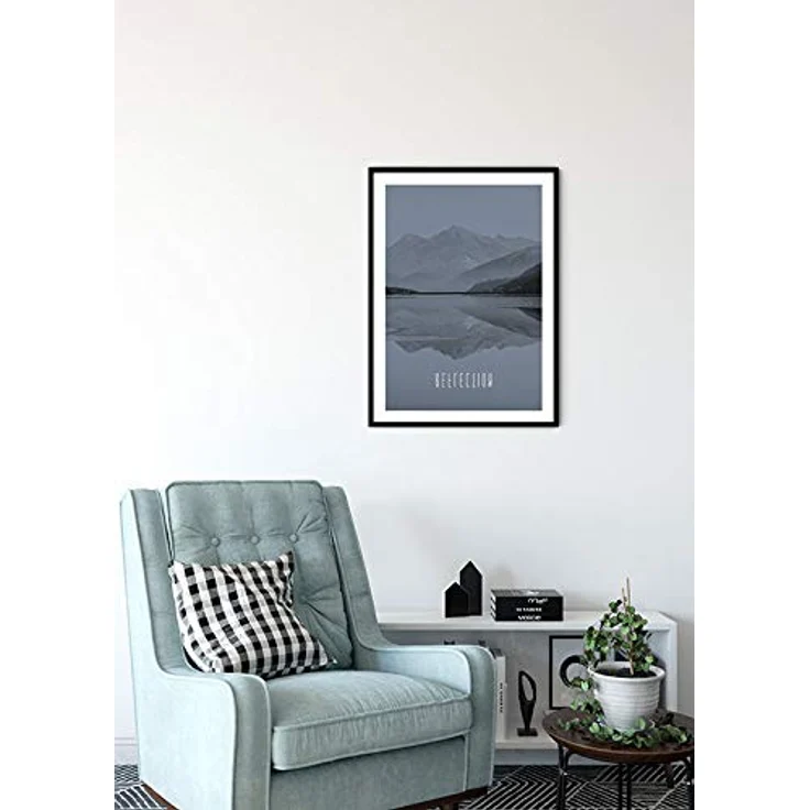 Komar Word Lake Reflection Steel, Wandbild auf Premium-Poster Fotopapier, 40 x 50 cm, ohne Rahmen, fotorealistischer Kunstdruck – Bild 4