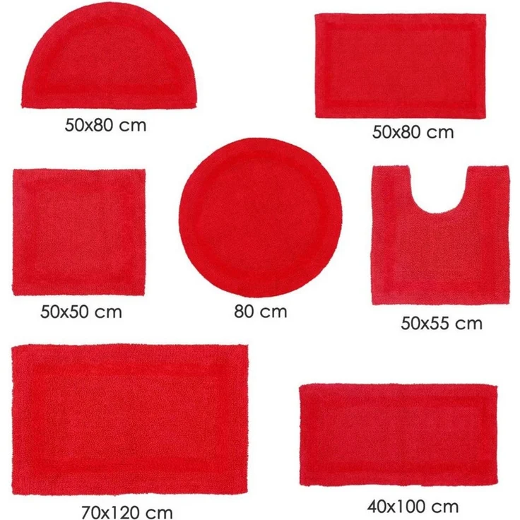 Homescapes Badematte Runde Battematte rot 80 cm aus 100% Baumwolle, Höhe 20 mm, Φ 80 cm – Bild 4