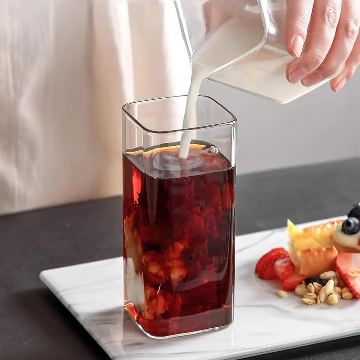 400ml Wassergläser Viereckige Cocktailgläser 4er Set für Saft Bier – Bild 4