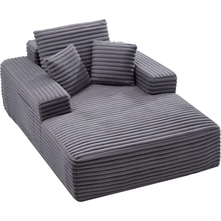 VEVOR Chaiselongue Relaxliege 138 cm, gepolstertes Schlafsofa mit Dekokissen & Armlehnen, Schlafcouch mit tiefer Sitzfläche für Wohnzimmer Schlafzimmer, Loungesessel aus hochelastischem Schwamm – Bild 1