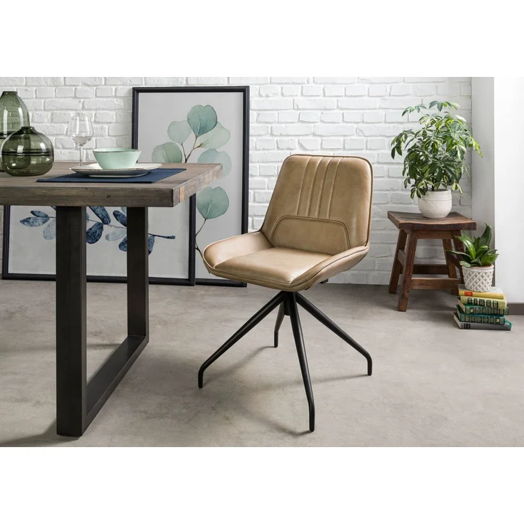 Stuhl Echtleder 49x56x83 beige IRON LABEL #610 – Bild 9